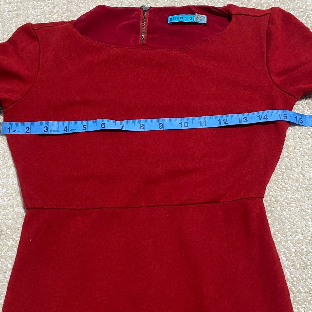 Alice + Olivia Bold Red Long Sleeve Dress red color size 0 shell Viscose & Nylon - Picture 12 of 16